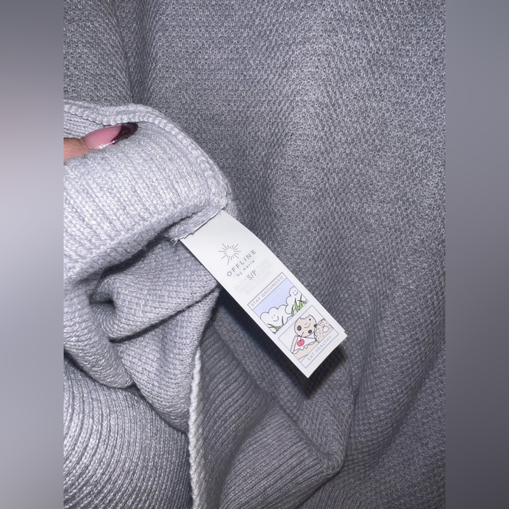 Aerie Offline Gray Knit Sweater Vest Button Front Small | NWT - Picture 7 of 8